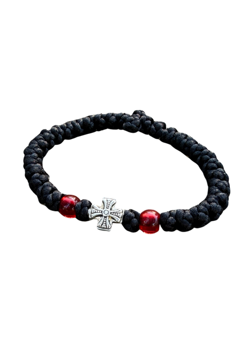 33-Knot Orthodox Prayer Rope Bracelet with Pendant – Handmade Christian Komboskini