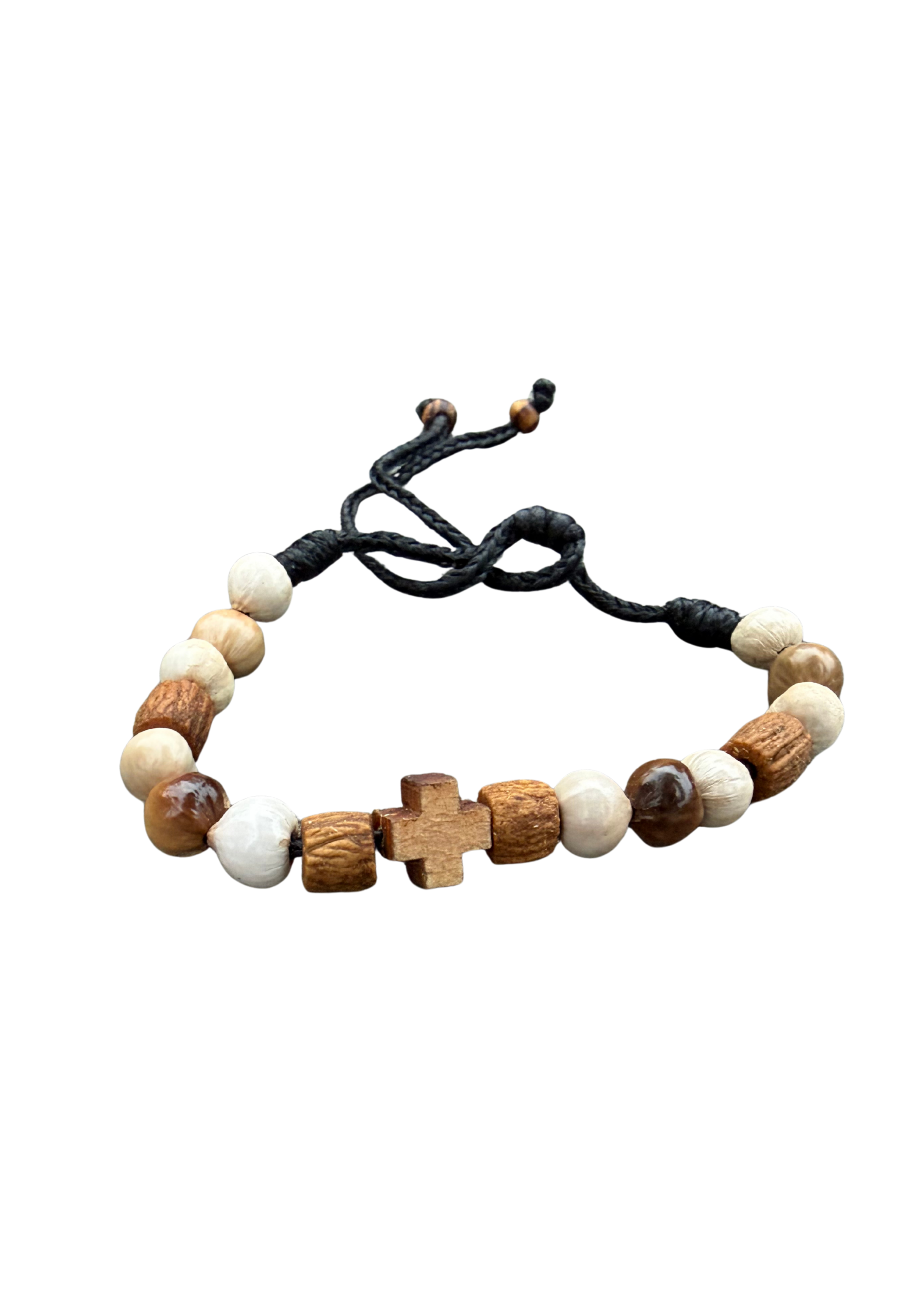 Adjustable Tears of the Theotokos Bracelet – Handmade Orthodox Seed Bracelet with Cross