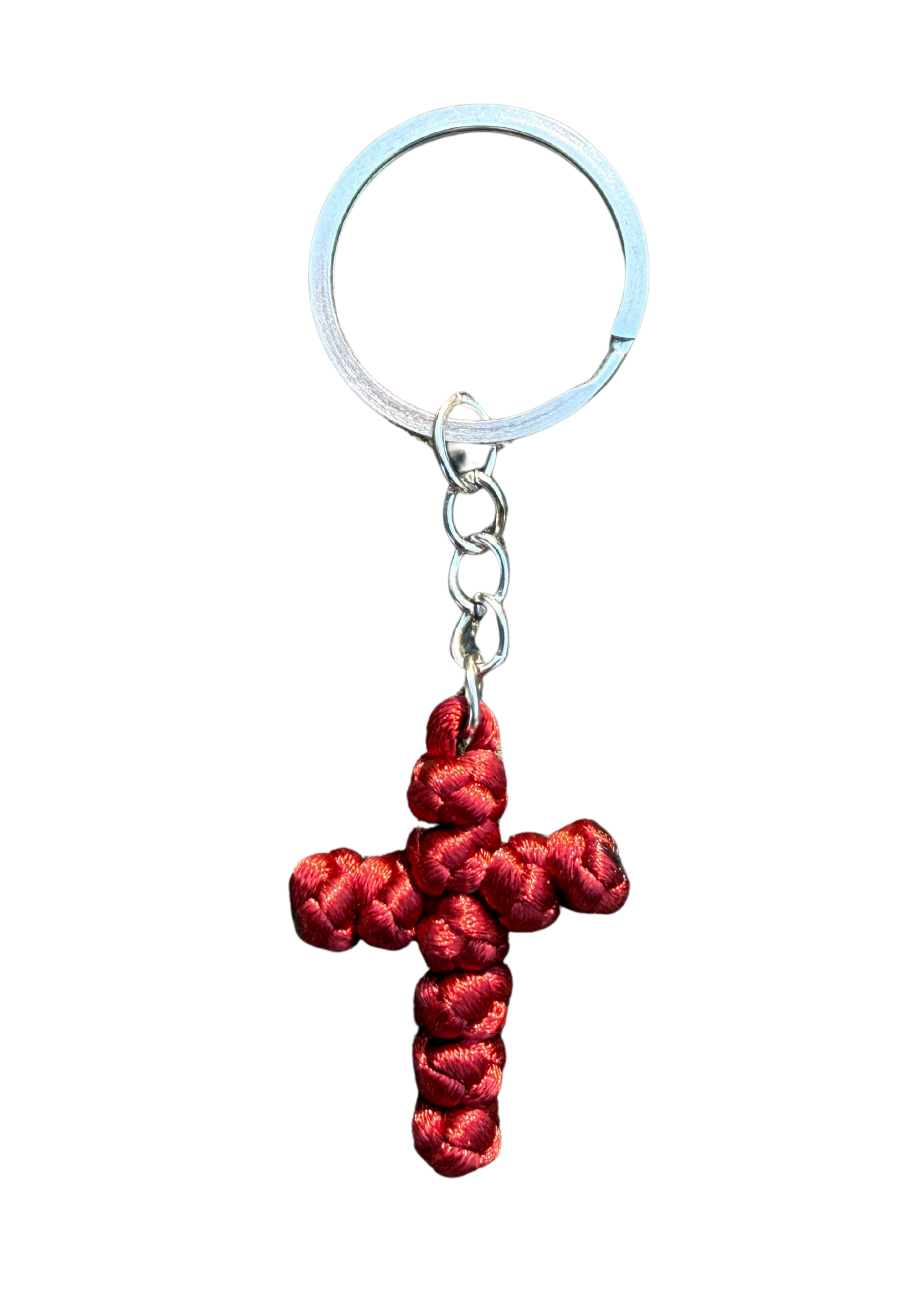 Orthodox Cross Keychain – Handmade Knotted Simple Cross Key Ring